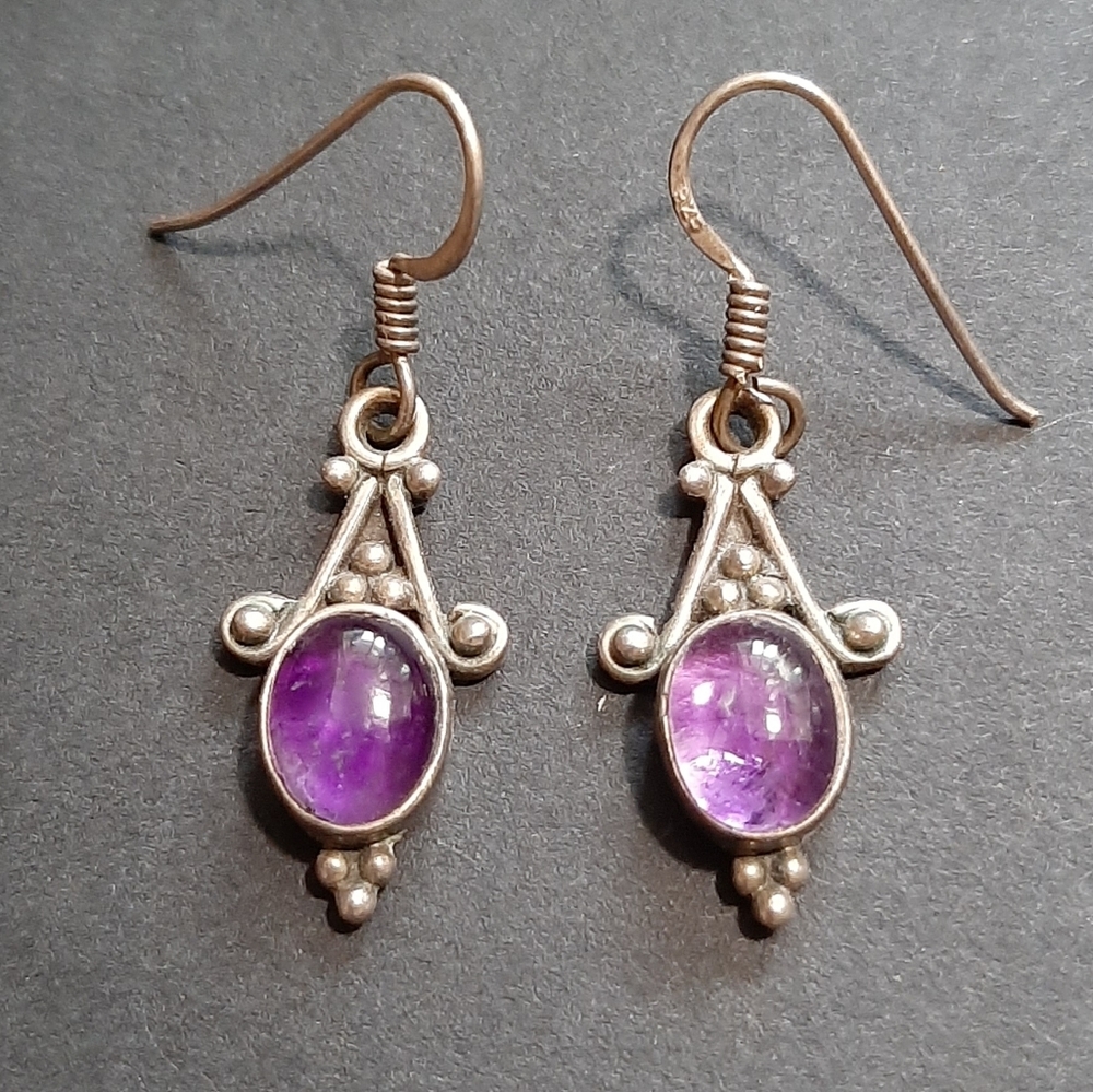 Vintage • sterling and amethyst earrings